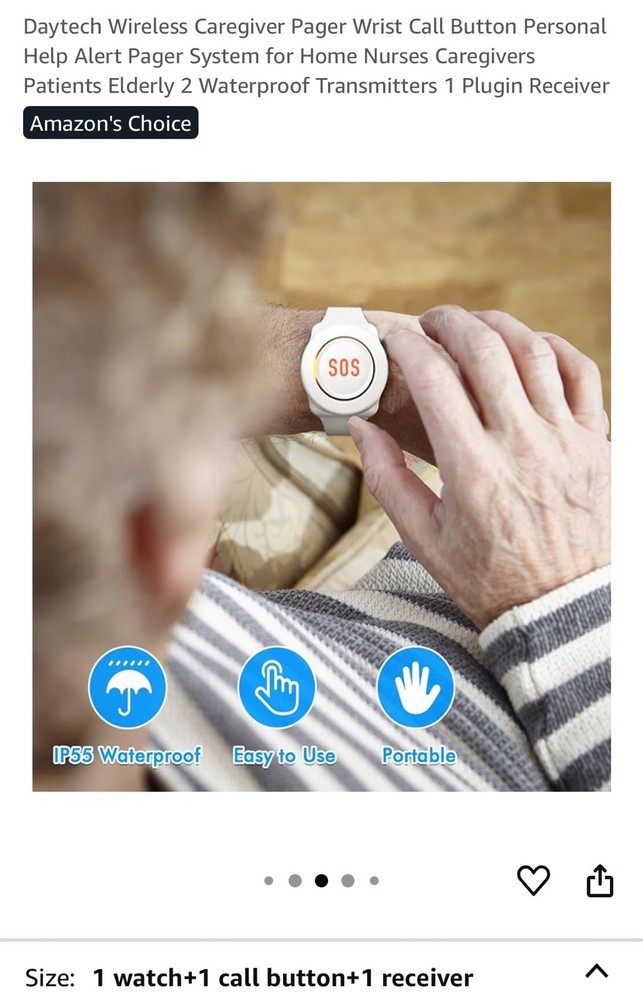 Daytech Wireless Nurse Wrist Call Button Pager System, Waterproof Transmitter