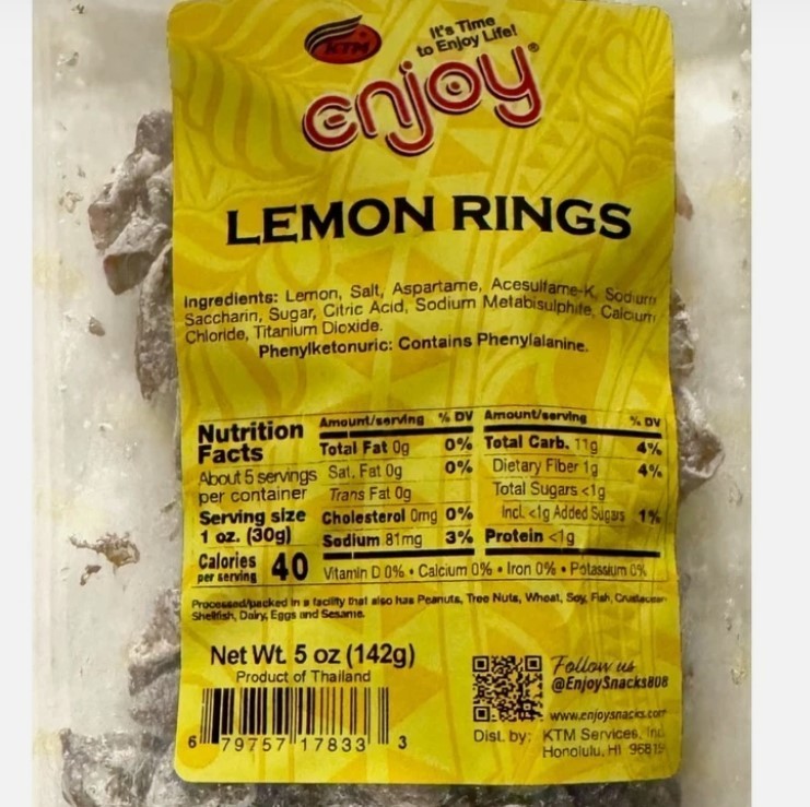 Enjoy Dried Lemon Rings 5 oz Bag