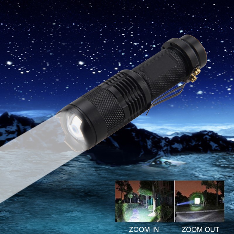 2X Mini LED Flashlight Camping Light Zoomable 3-Mode Torch Astronomy Night Lamp