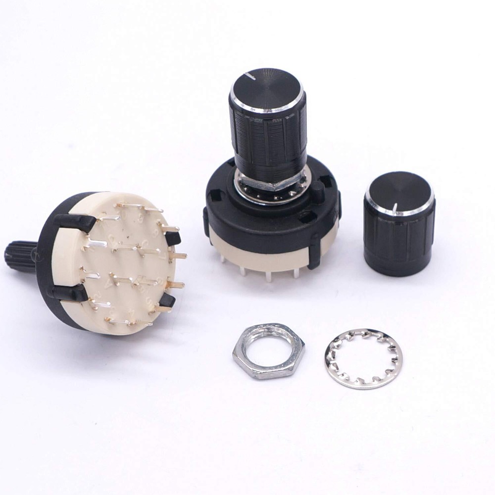 Rotary Switch 4-Pole 3-Position Single Deck with 3 Knobs for Channel Selection