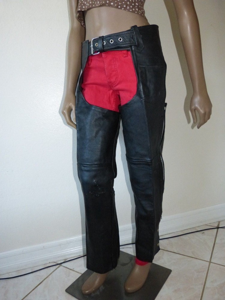 FIRST BLACK LEATHER CHAPS SZ XXS