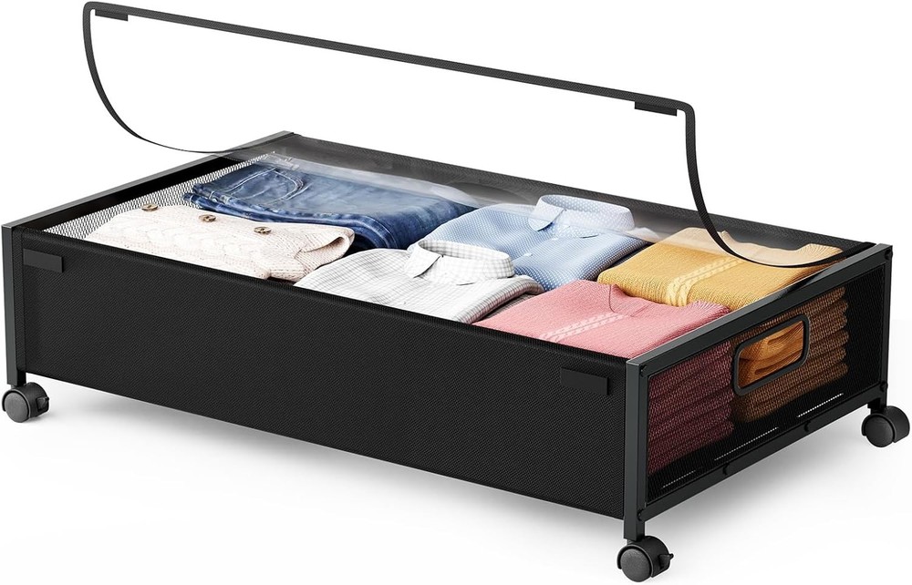 Under Bed Storage Containers W/ Wheels 2 Pack Underbed Shoe Storage Bedroom