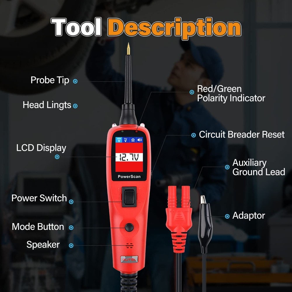 Autel PowerScan PS100 Circuit Tester Electrical Diagnostic Power Probe 12V / 24V