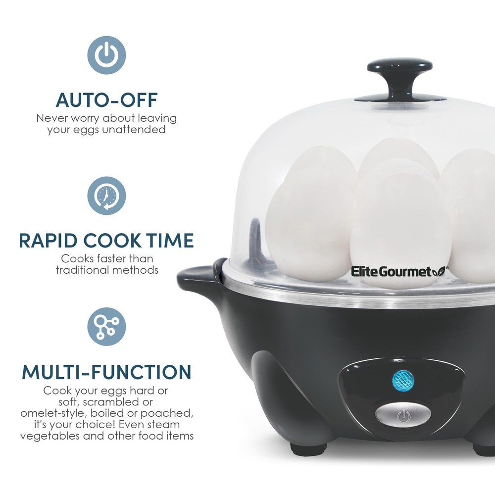Rapid Egg Cooker set 7 Eggs Ash Grey Steamer kitchen tool kit