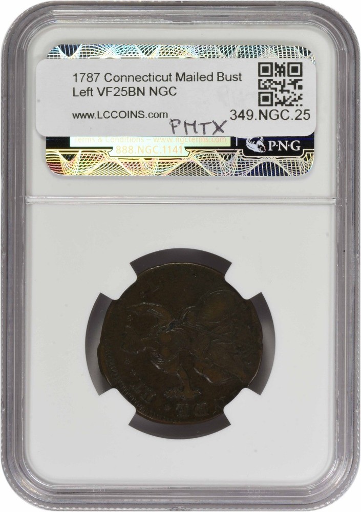 1787 Connecticut Mailed Bust Left VF25BN NGC
