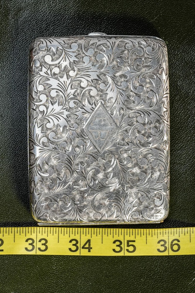 Ornate Antique Foliate Pattern Sterling Silver Card Cigarette Case