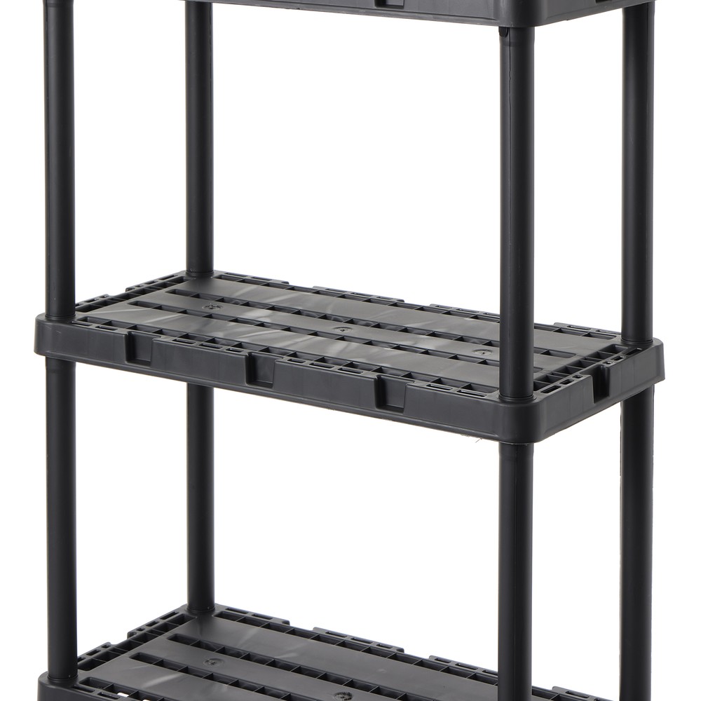 Gracious Living 4 Shelf Knect-A-Shelf Solid Light Duty Storage Unit, Black 4 Pck