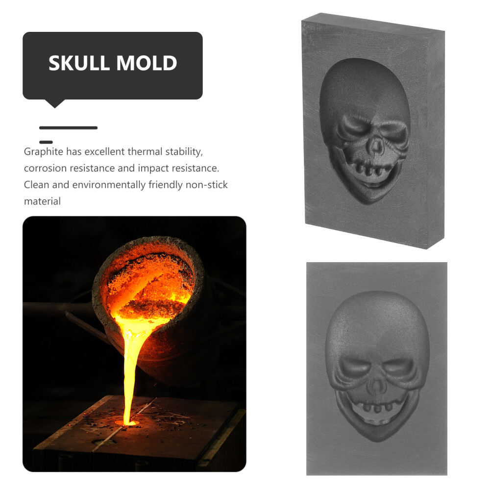 1PC Graphite Ingot Mold High Density Casting Mold Skull Shaped Gold Silver