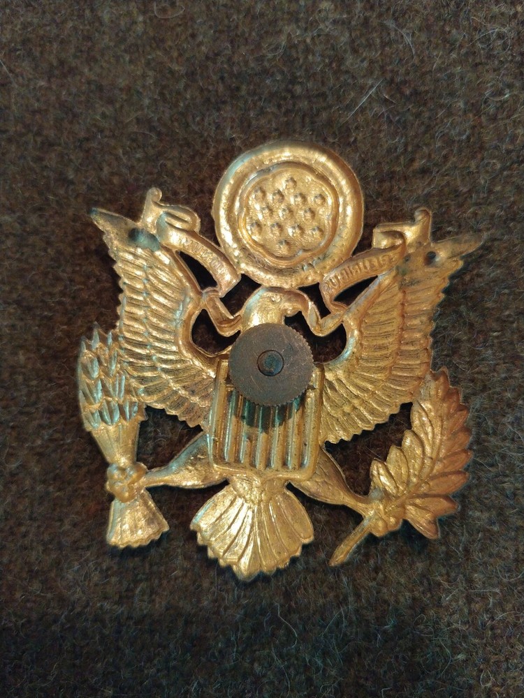 WWII US Army Officers Large Visor Cap Screwback Eagle (3)