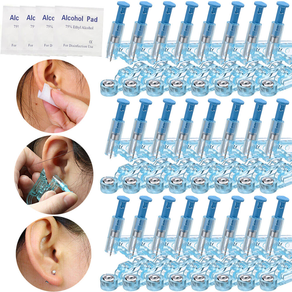 Professional Disposable Ear Studs Piercing Gun Ear Pin Stud Piercer Tools 50PCS