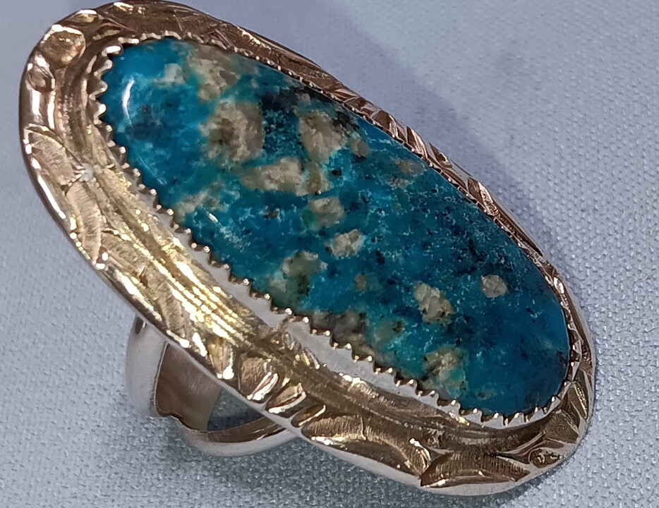 NEW HERBERT TSOISE COMPLEX TURQUOISE STERLING RING FITS SZ. 5.75