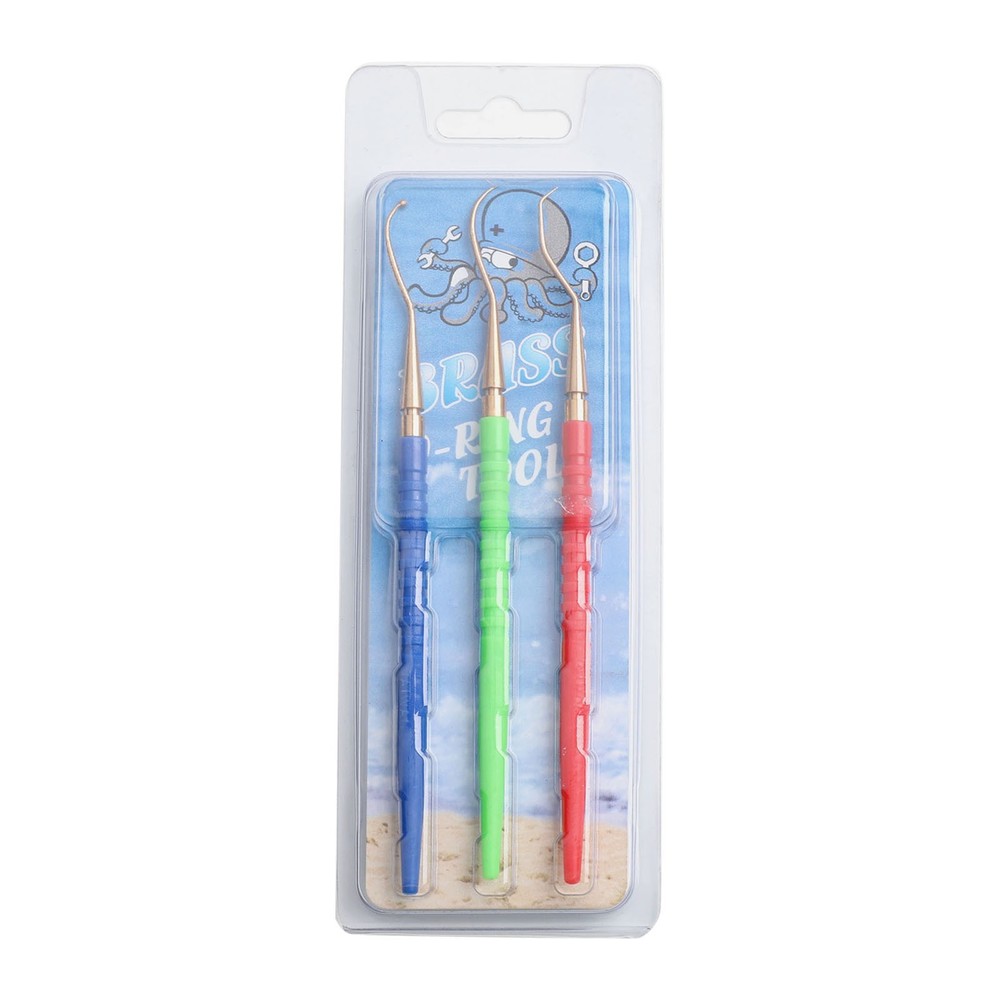 High Grade ORing Remover Tool Brass Pick Hooks Plastic Handle 3Pcs Pack