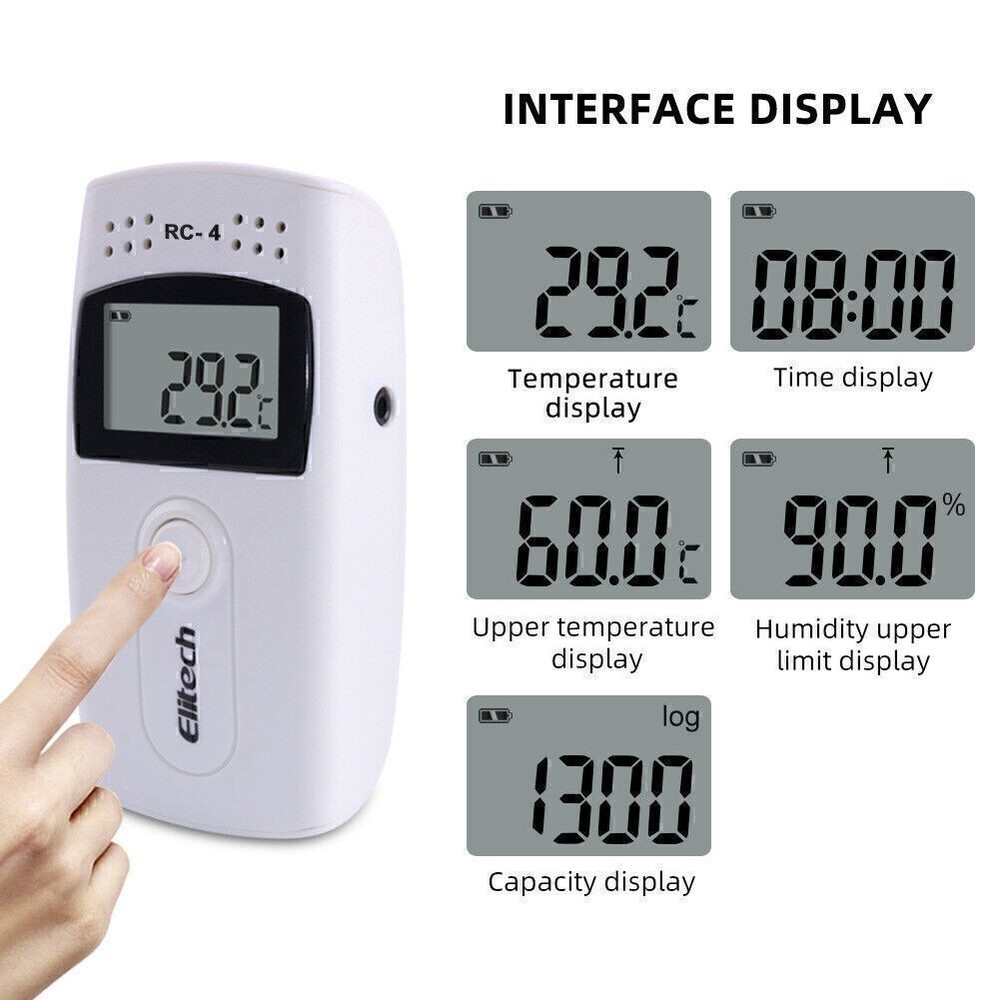 Elitech RC-4 LCD Screen USB Temperature Data Logger Recorder Monitor
