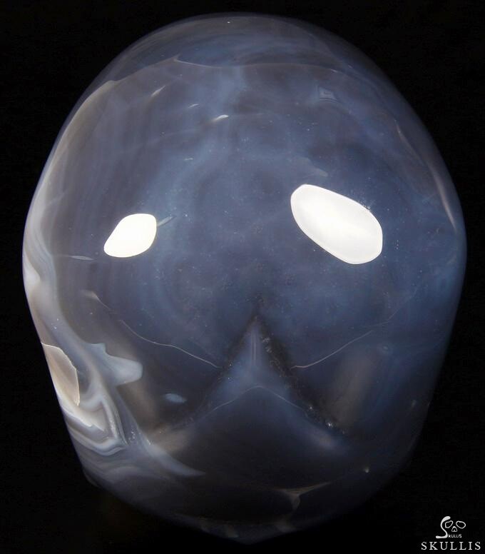 Unique Geode Huge 6.2" Agate Carved Crystal Skull