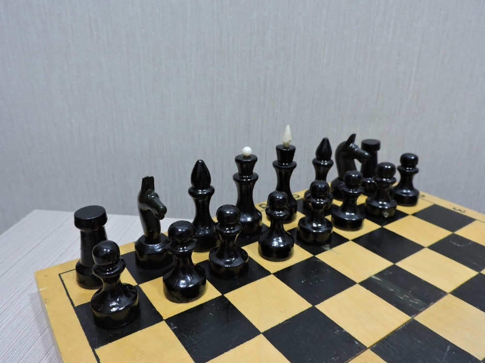 Nice Vintage Wooden Chess Set Soviet USSR