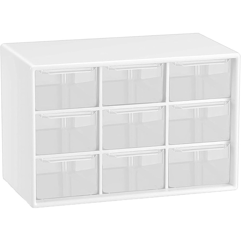 Mini Drawer Organizer Transparent Wall Mountable 9 Compartment Plastic Storage
