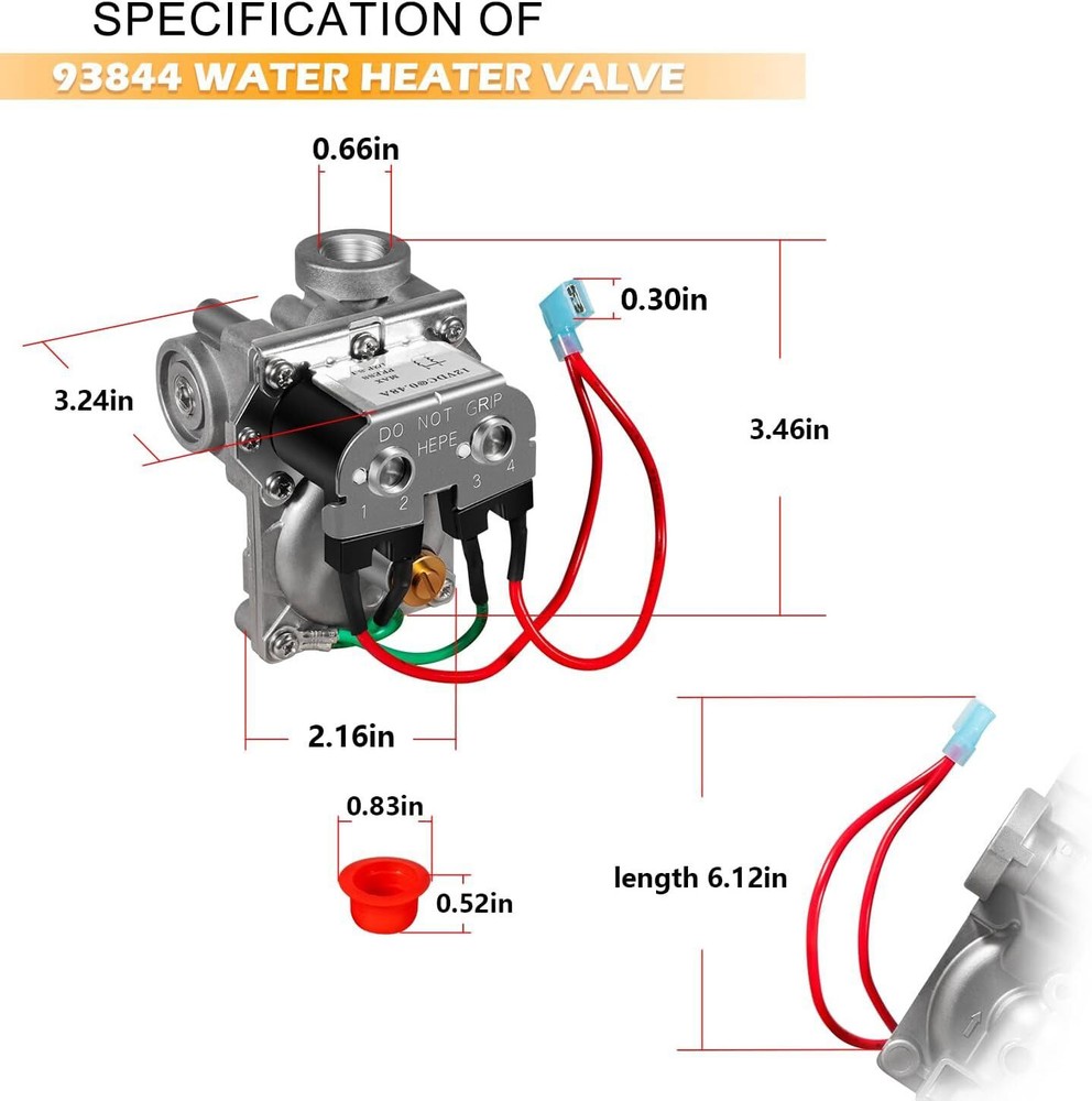 RV Water Heater Solenoid Gas Valve Fit Atwood 6 & 10 Gallon 93321 93844 93870 US