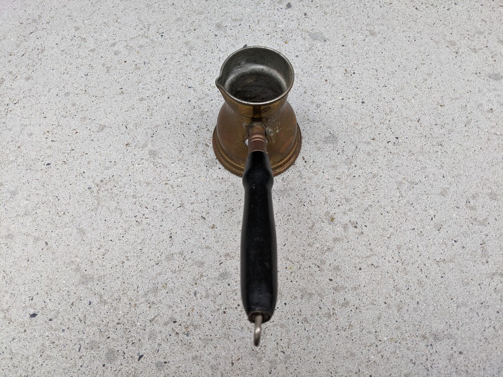 Vintage Turkish COPPER COFFEE POT Wood Handle
