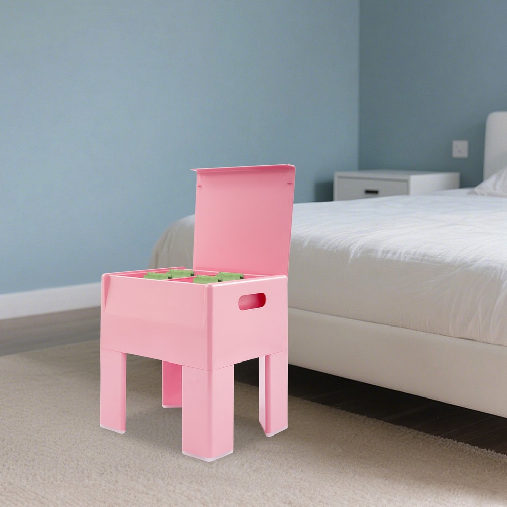 38*32*40cm ABS Side Table，Storage Stool，Multifunctional End Table，Pink Low Stool