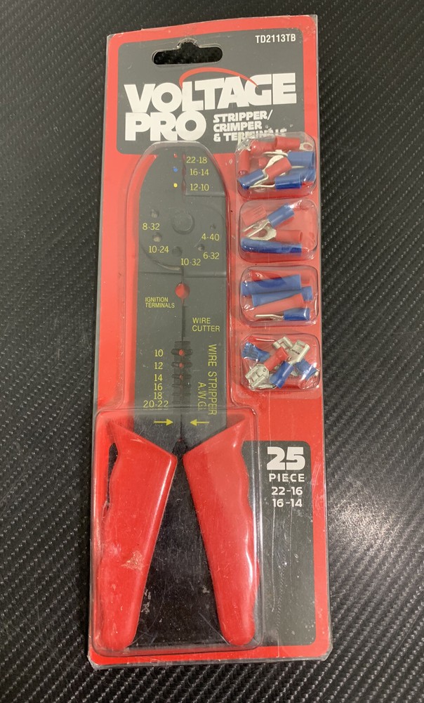 Voltage Pro Stripper / Crimper With Terminals 25 Pieces Set - NEW! FAST!