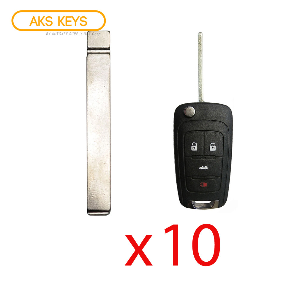 Flip Key Blank Uncut Blade High Security HU100 Replacement for GM (10 Pack)