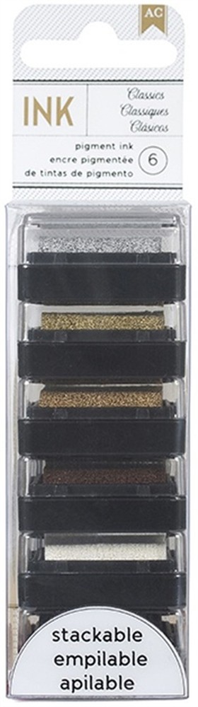American Crafts Stackable Mini Ink Pads 6/Pkg-Classics