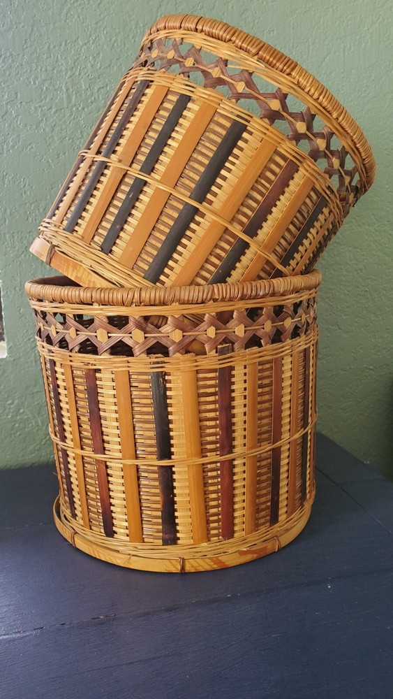 VTG Wicker Rattan Nesting Baskets Special Made Medium Size /Storage/decor/farm