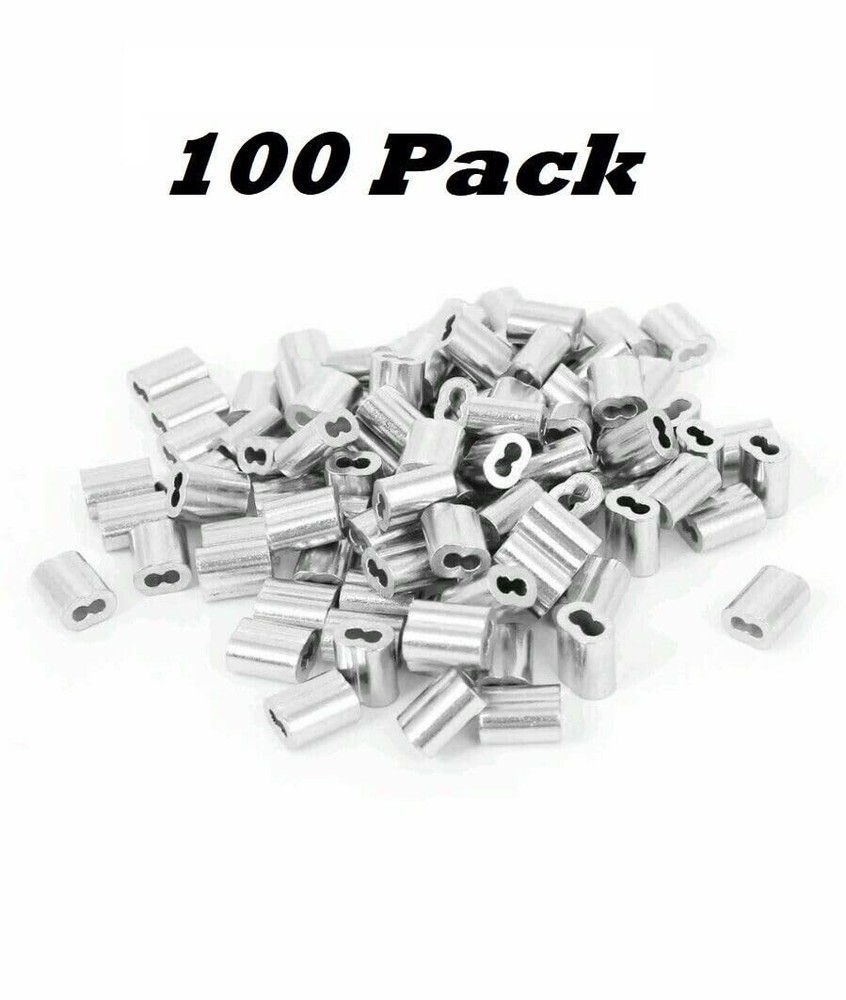 1/8 Inch Aluminum Double Ferrules 100 Pack