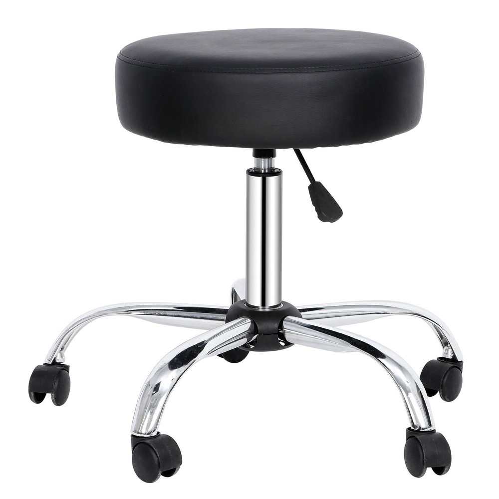 Durable Drafting Spa Bar Rolling Stool w/Wheels Black Multi-Purpose Adjustable