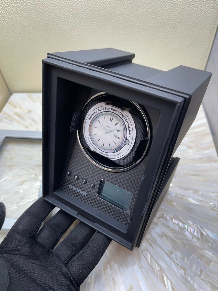 Cellini Single Watch Winder with Glass Cover, Black