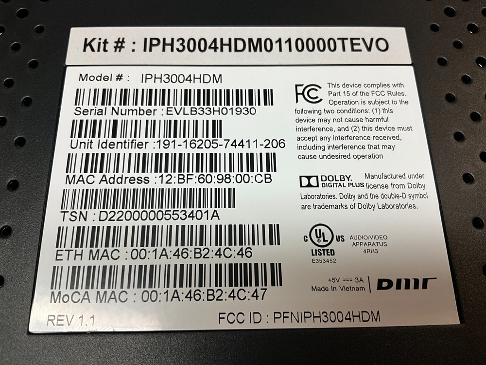 New Evolution Digital DMR IPH3004HDM Set top box UF5 WITH AC ADAPTER