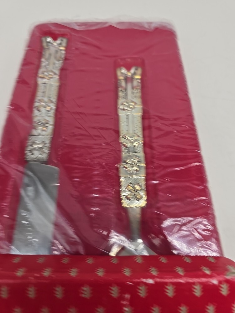 Vtg Wallace Silversmiths Cake Serving Set 2 Pc Holiday Pie Server Cake Knife NOS