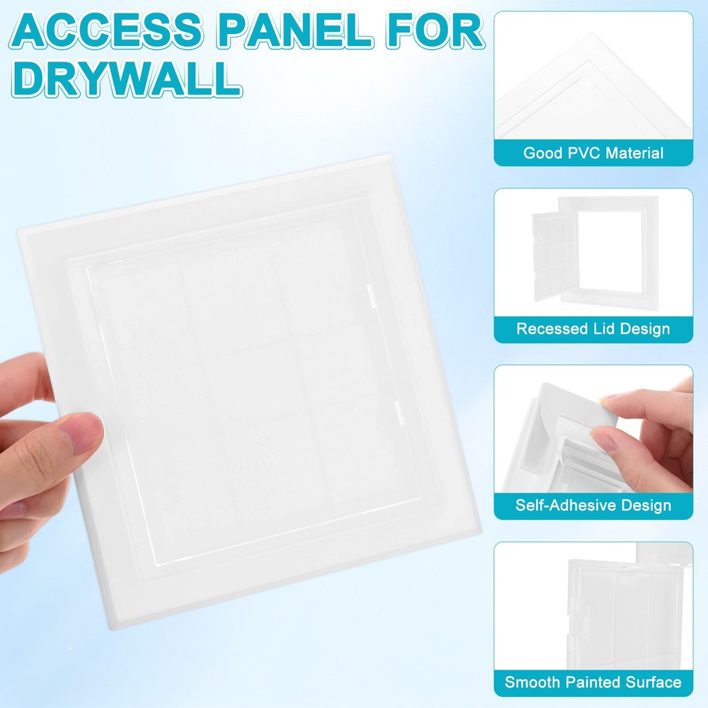 1-Pack Access Panel for Drywall, 5.3x5.3" Plastic Self Adhesive Cover [White]