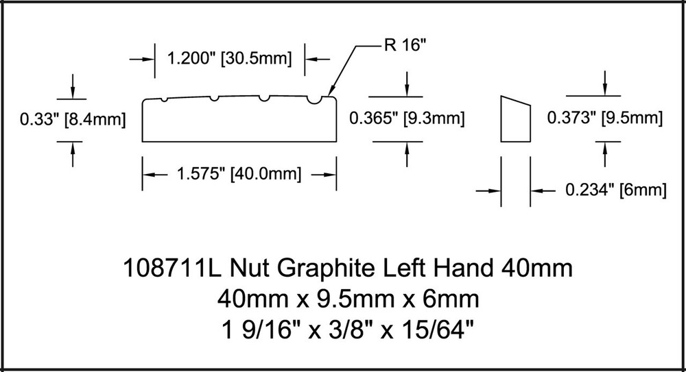 Nut Graphite 4 String Bass 40mm 1 9/16 Left Hand 108711BKL