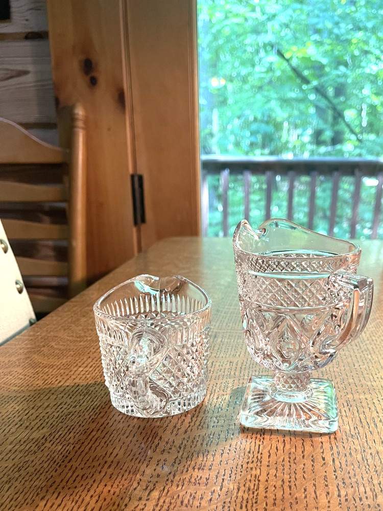 VINTAGE Diamond Quilted Pitchers Glassware, Decorative or Usage