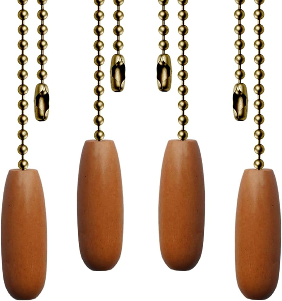 4 Pack Ceiling Fan Pull Chains 12-Inch Beaded Ball Chains Wooden Decorative Pend