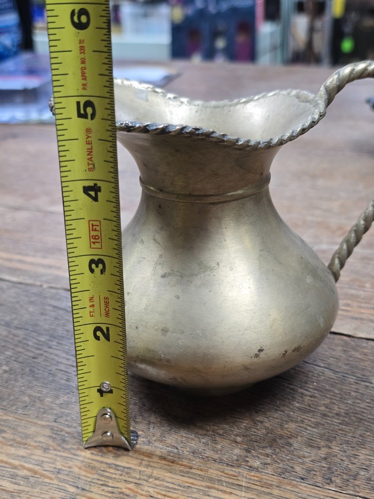 ✅ Small Brass Pitcher with Rope Handle 5" Tall * INDIA