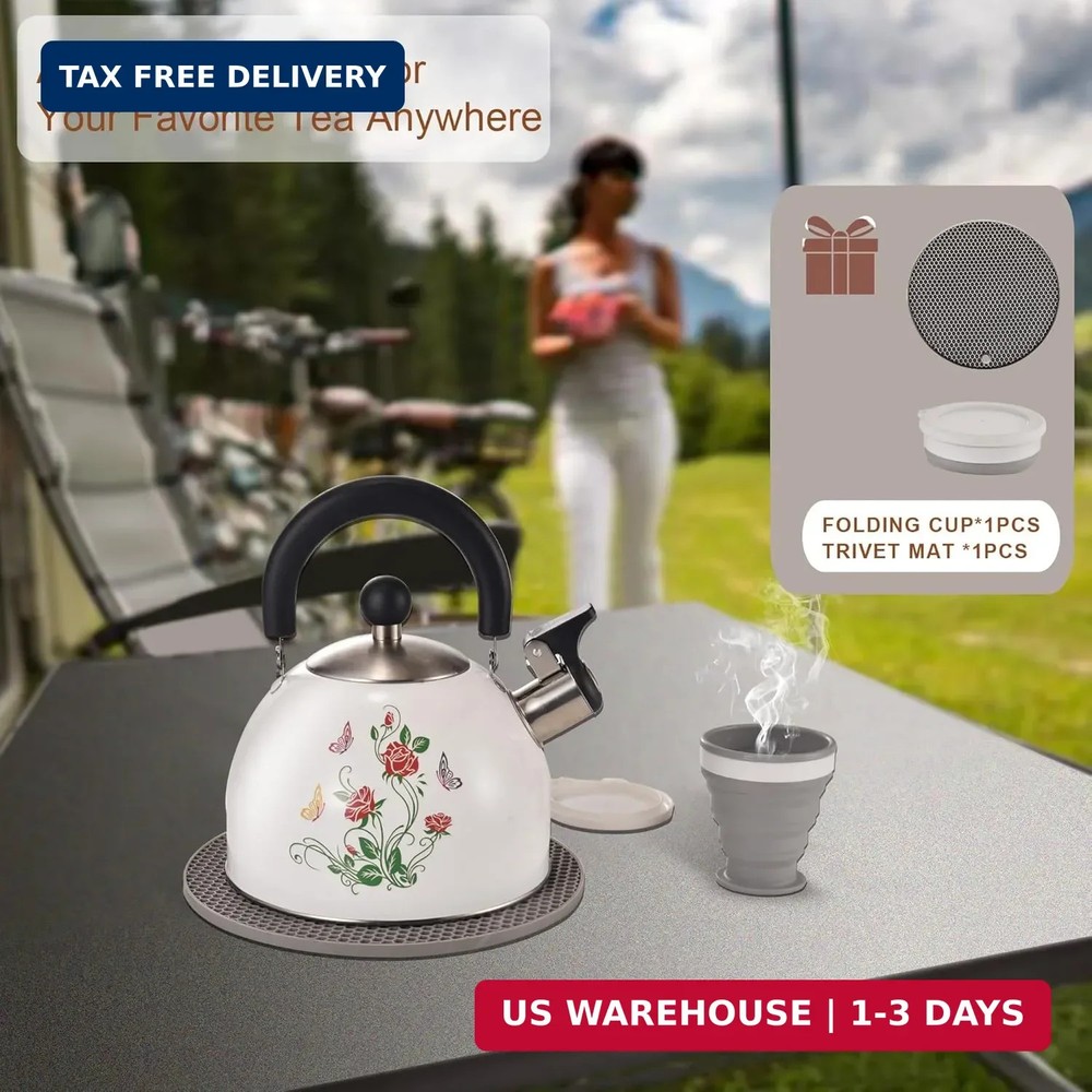 ARC Stainless Steel Whistling Tea Kettle, Magic Color Changing Design 2-Quart St