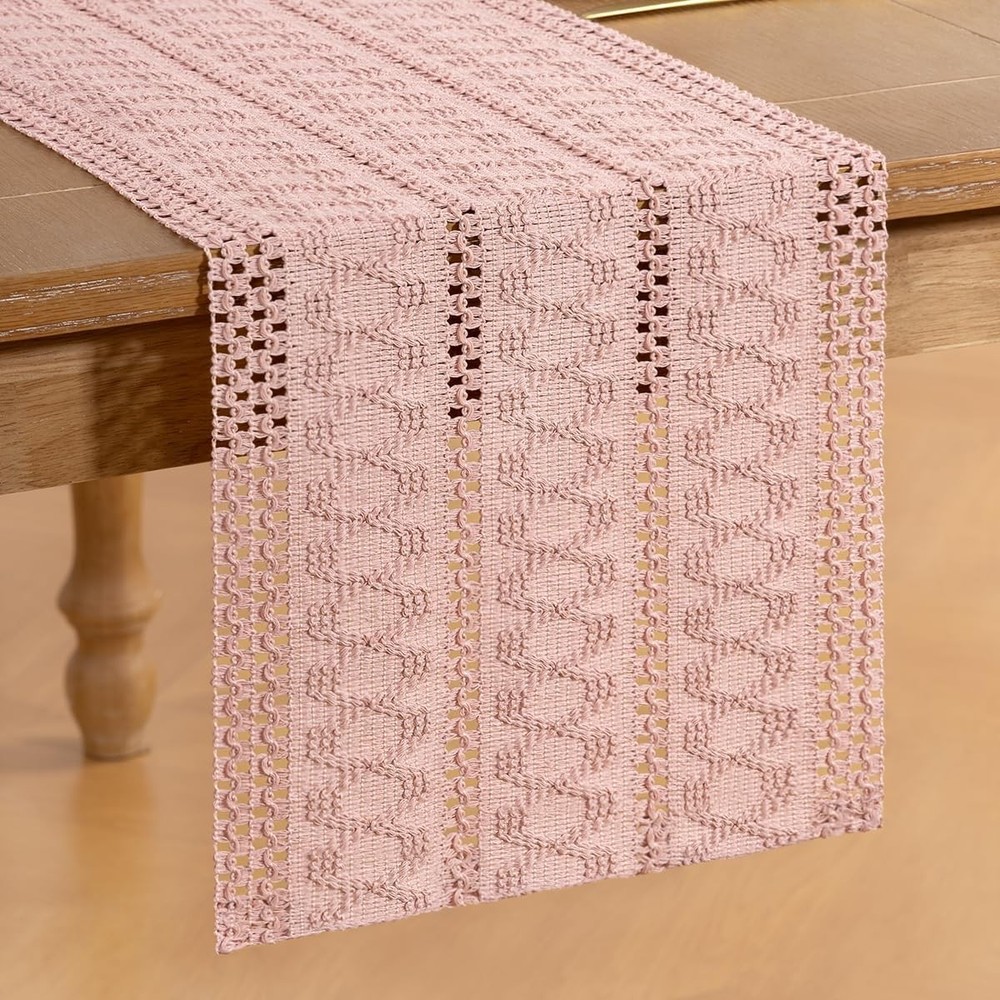 Boho Table Runner Spring Easter Farmhouse Rustic Macrame Seasonal Long Woven Cot