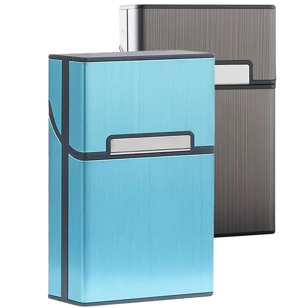 Cigarette Case Brushed Metal Cigarette Case with Magnetic Switch Flip Closure,20