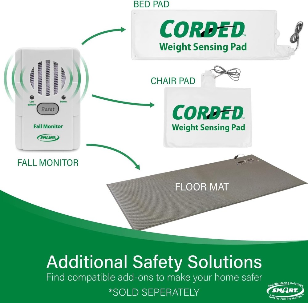 Durable Bed Exit Alert System - 10"x30" Pad for Immediate Senior Fall Prevention