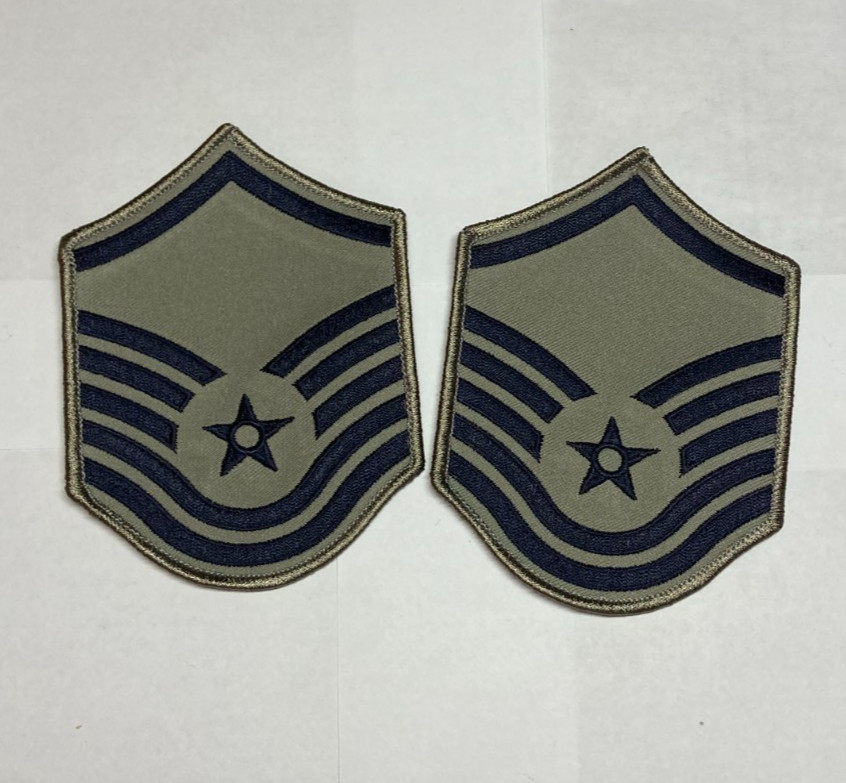 USAF Master Sergeant/MSgt/E-7 Chevron Patches Pair, ABU, Small, 3.5", New