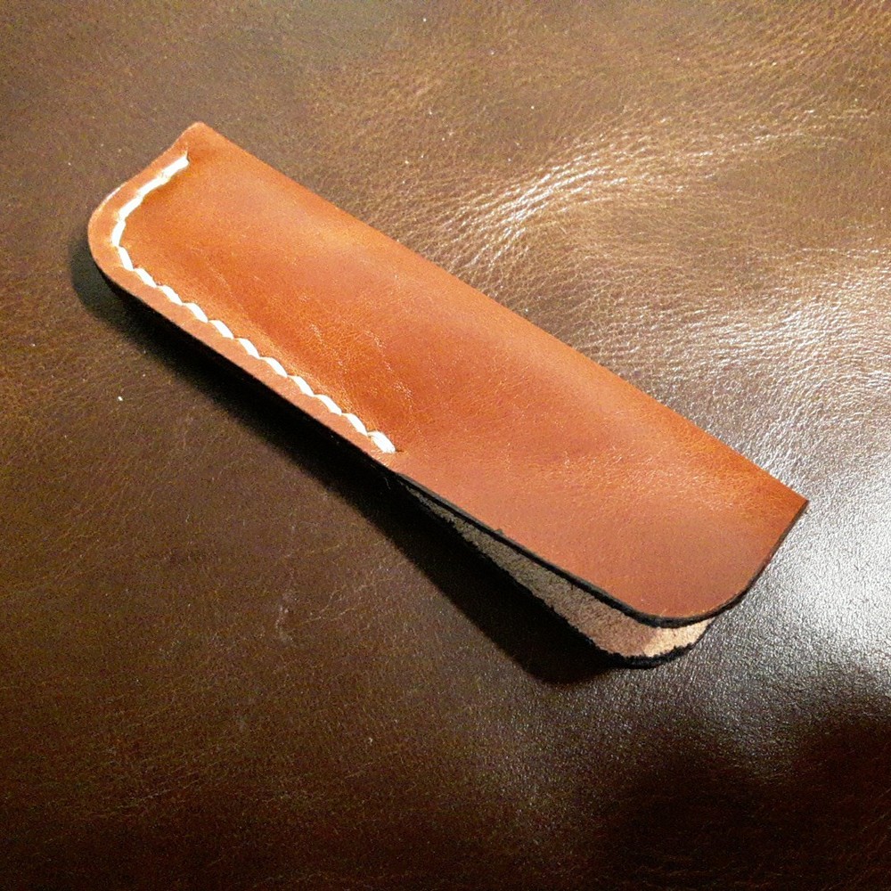Case Slimline Trapper Leather Slip Sheath Pull Up Leather In Nice Cognac Color