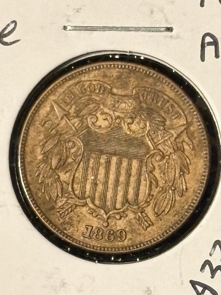 1869 2-Cent Piece AU++ High Grade