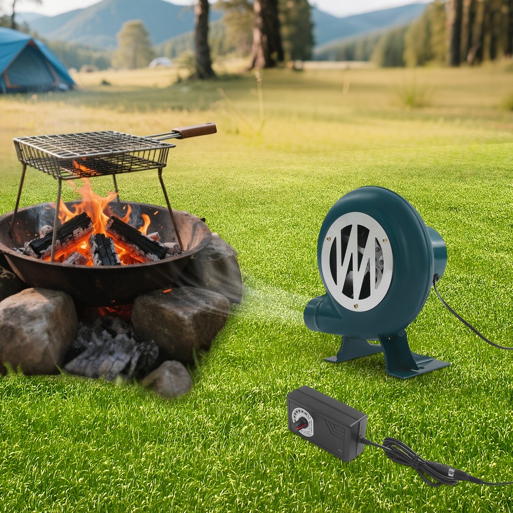 80W Blower with Speed Controller 565CFM Green Industrial Fan for Forge BBQ