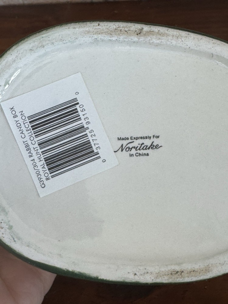 Noritake Royal Hunt Rabbit Candy Box Bunny Easter Trinket Dish Ceramic