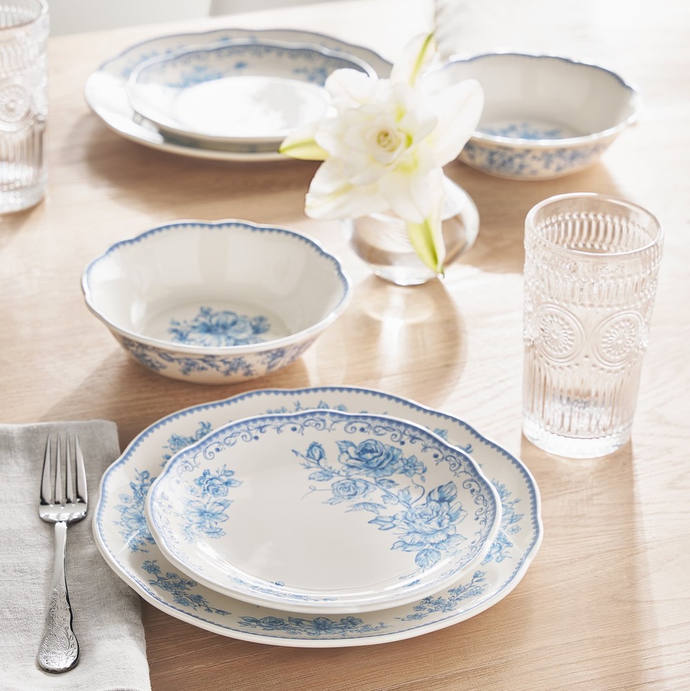 Agatha 12-Piece Stoneware Dinnerware Set Blue