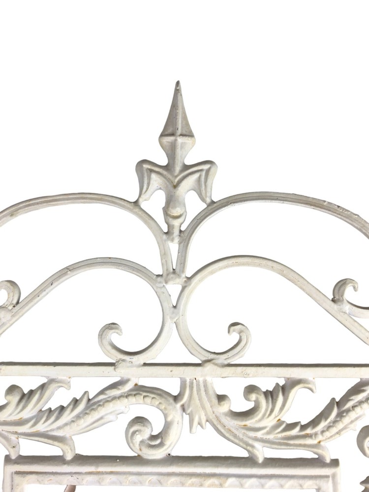 Vintage Heavy White Wrought Iron Scrollwork Framed Wall Mirror 27.5 x 15"