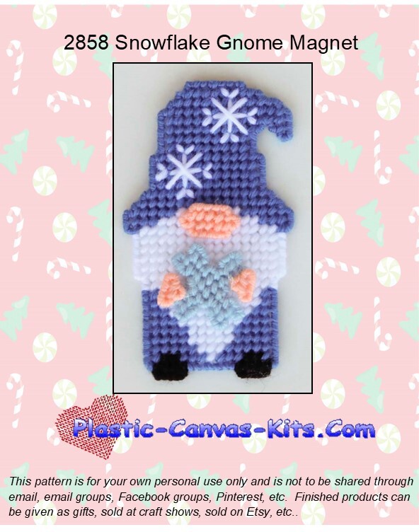 Snowflake Gnome Magnet- Plastic Canvas Pattern or Kit