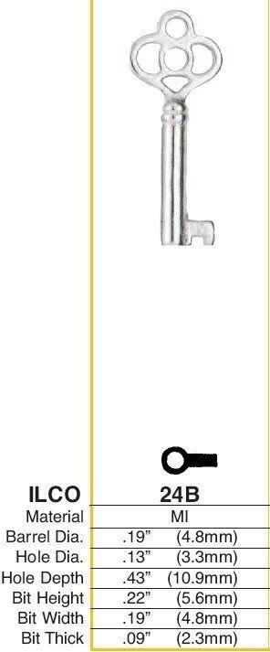 Ilco 24B Key blank, Barrel/Post type (5-Pack)